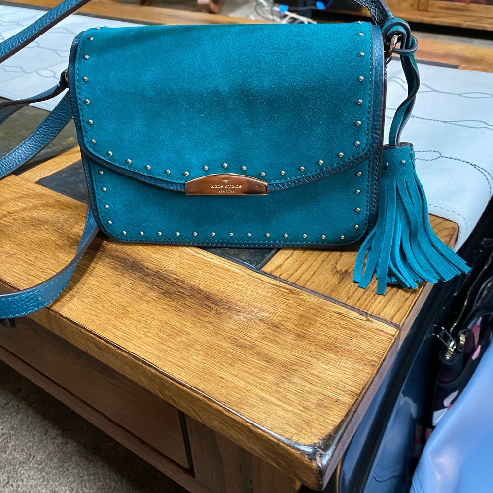 Kate Spade suede crossbody emerald green
